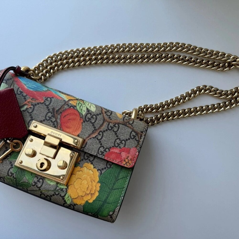 Gucci Padlock Shoulder Bag Tian Print GG Coated Canvas Small - Picture 4 of 16